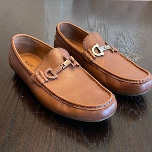 Aldo Mens Leather Brown Driver Loafers size 9